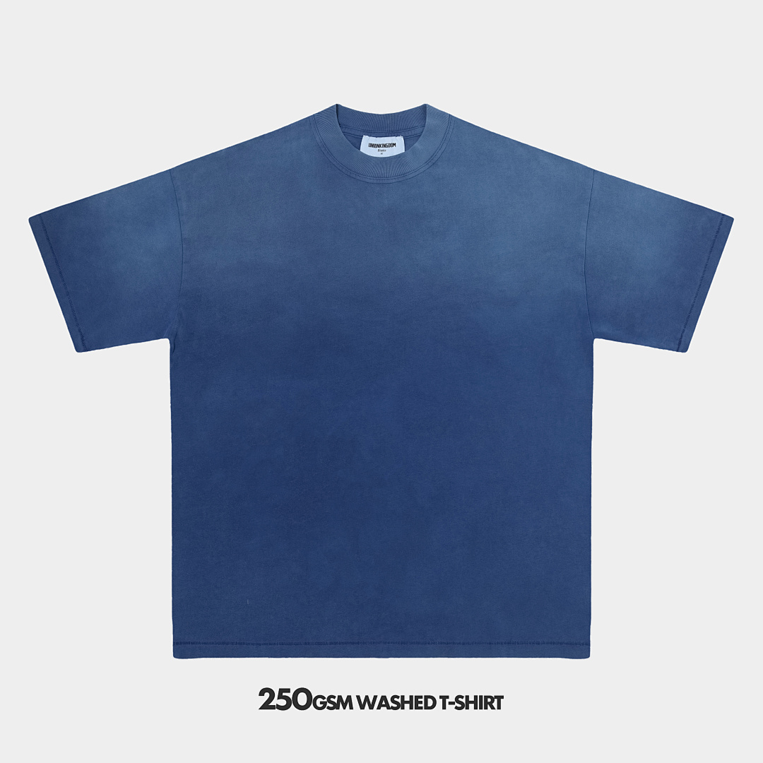 On Running 250Gsm Union Kingdom Vintage Washed 100% Cotton Loose Fit Blank T-Shirt - Image 31