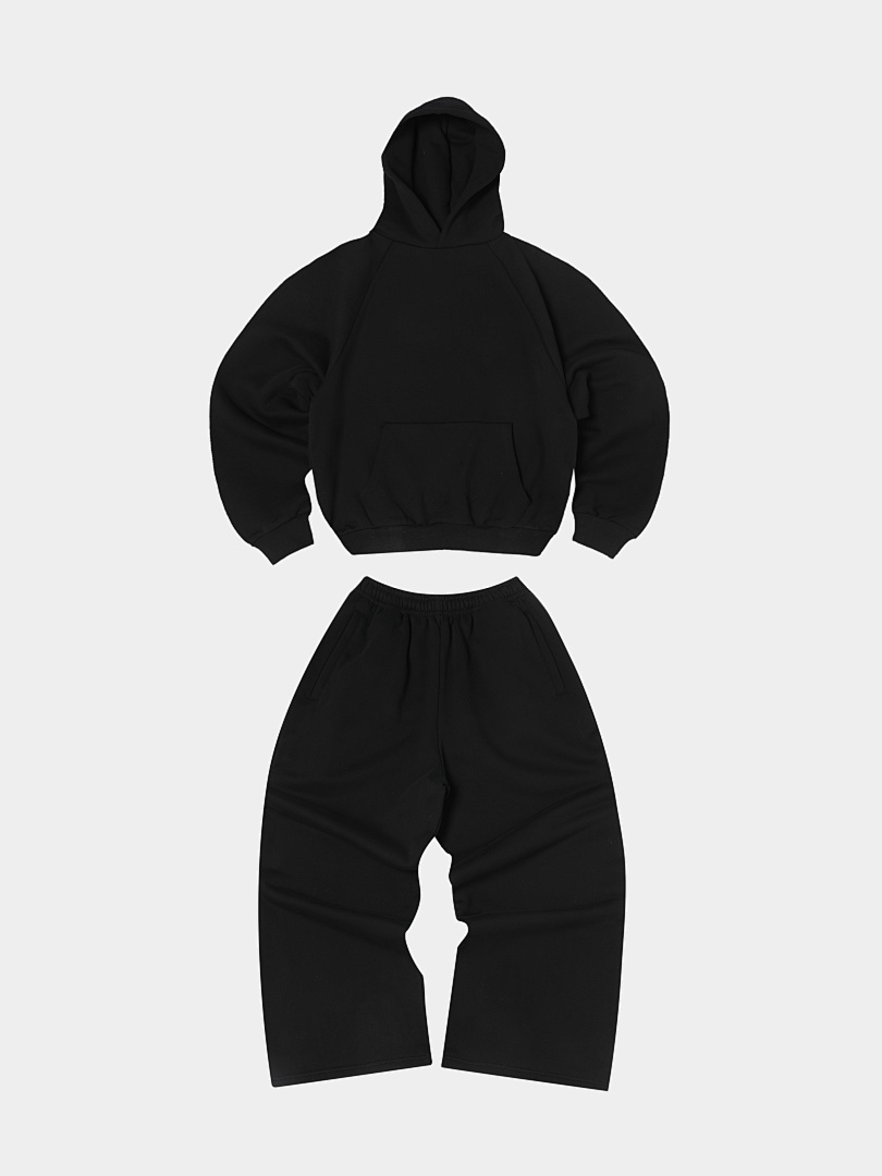 On Running 600Gsm Union Kingdom 100% Cotton Fleece Cropped Fit Hoodie And Baggy Sweatpants - Image 55