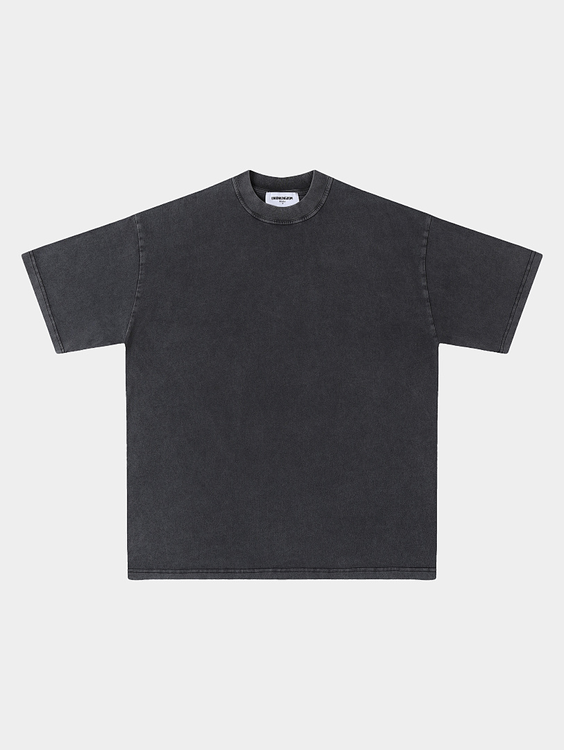 On Running 250Gsm Union Kingdom Vintage Washed Gray 100% Cotton Loose Fit Blank T-Shirt - Image 2