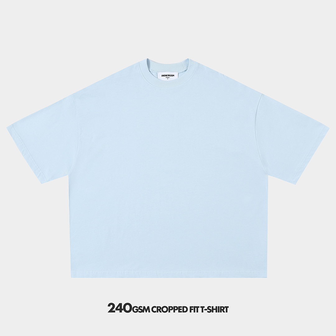 On Running 240Gsm Union Kingdom 100% Cotton Boxy Cropped Fit Blank T-Shirt - Image 72