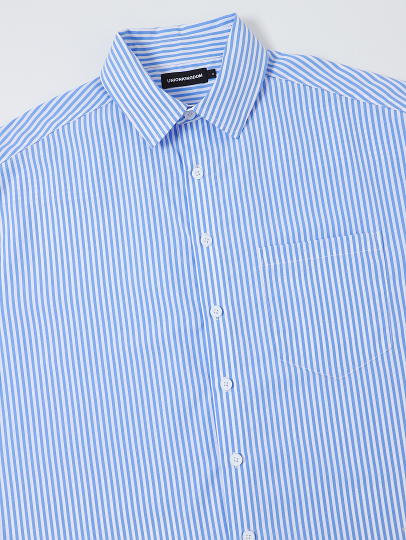 On Running [Restocking]150Gsm Union Kingdom 100% Cotton Boxy Cropped Fit Striped Short-Sleeved Shirt - Image 4