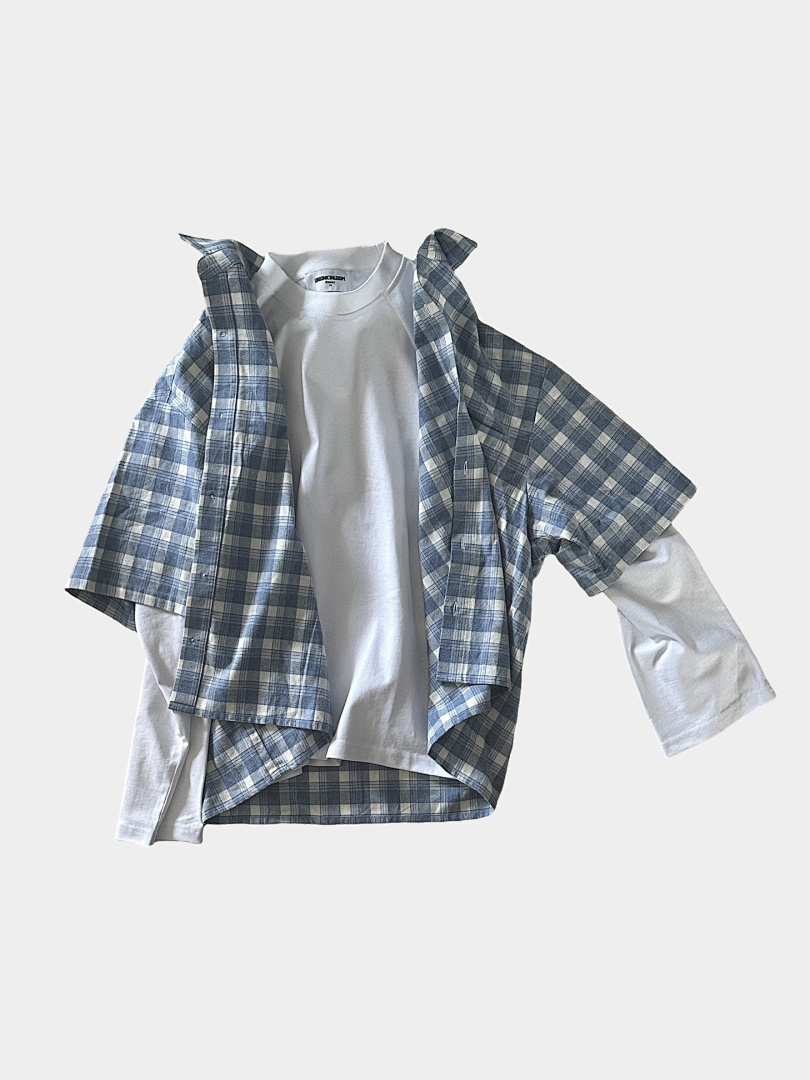 On Running 170Gsm Union Kingdom 100% Cotton Boxy Cropped Fit Plaid Flannel Short-Sleeved Shirt - Image 14