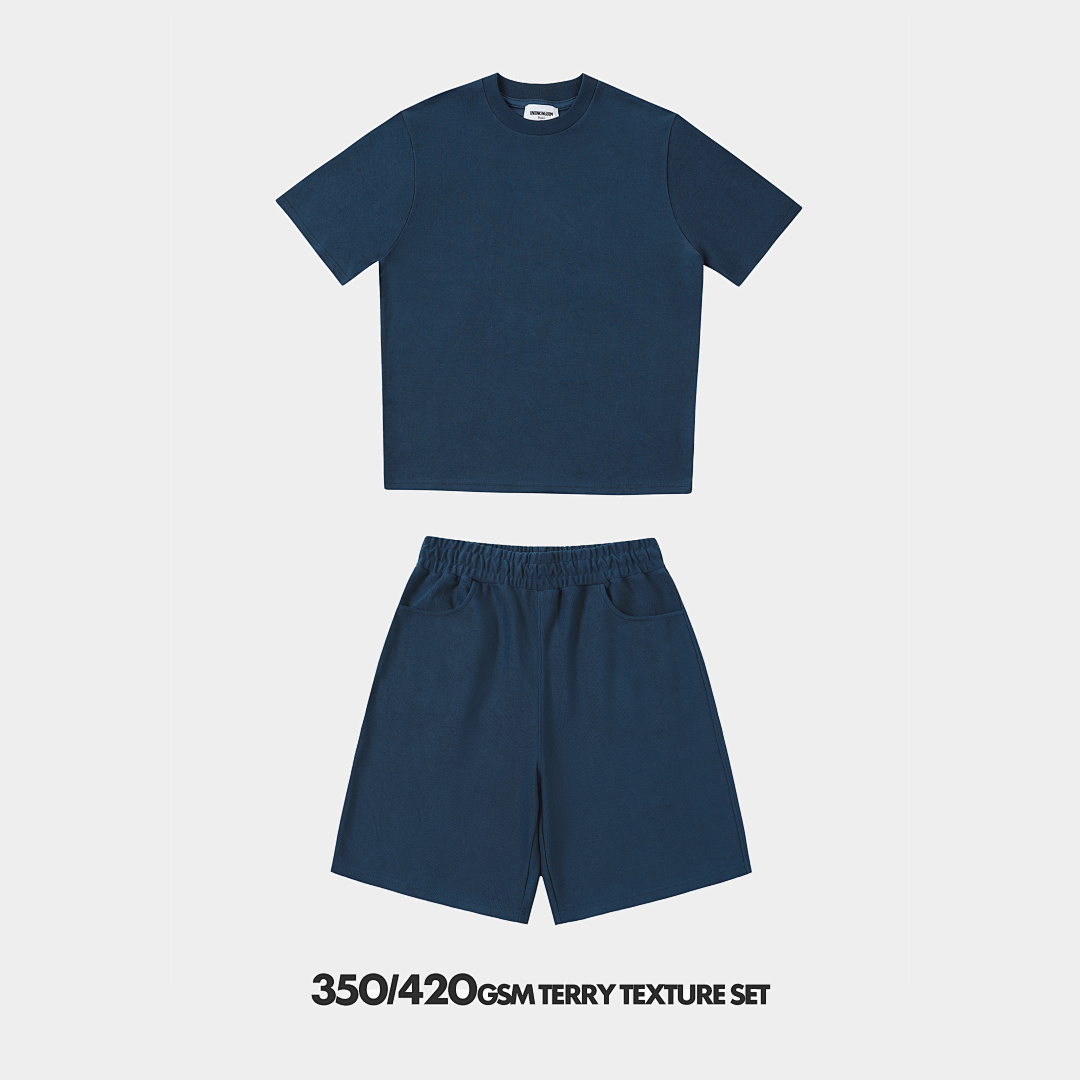 On Running 350Gsm/420Gsm Terry Texture T-Shirt And Shorts Set