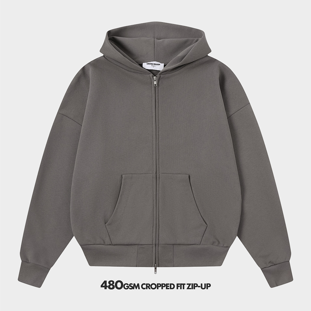 On Running 480Gsm Union Kingdom 100% Cotton French Terry Boxy Cropped Fit Zip-Up - Image 71