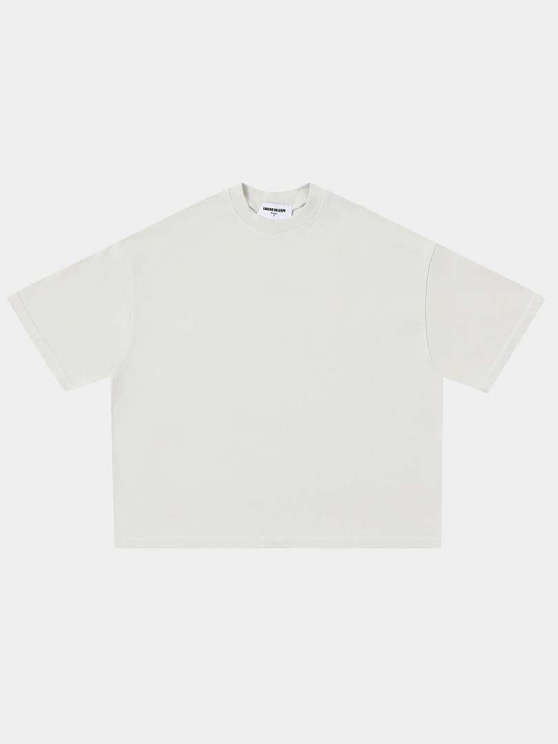 On Running 400Gsm Union Kingdom 100% Cotton Boxy Cropped Fit Washed Blank T-Shirt - Image 4