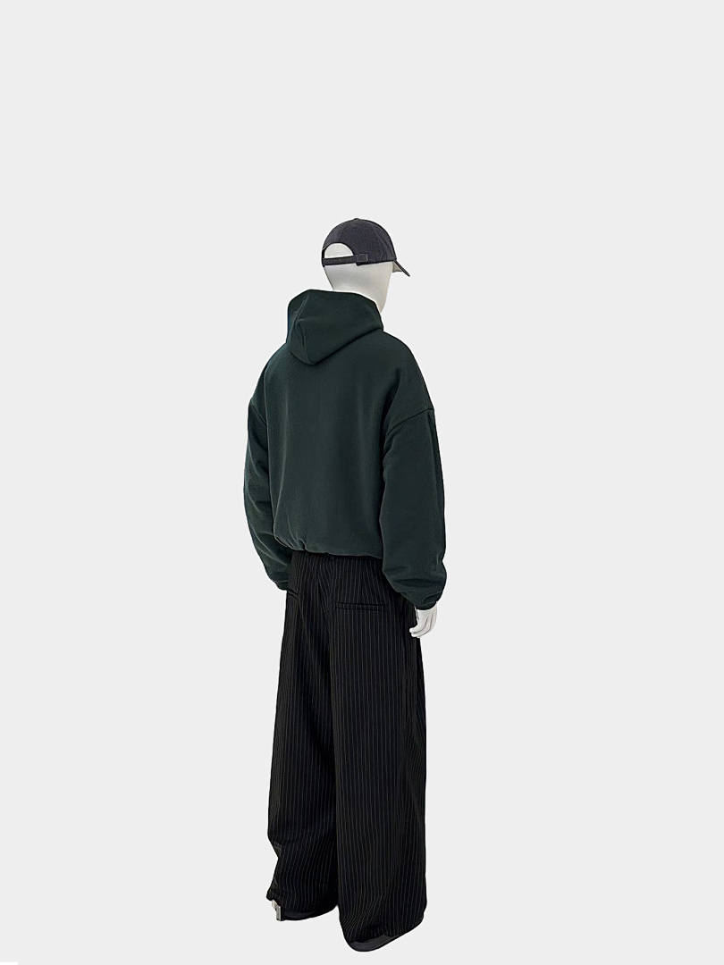 On Running [Restocking]300Gsm Union Kingdom Baggy Fit Striped Pleated Pant - Image 3