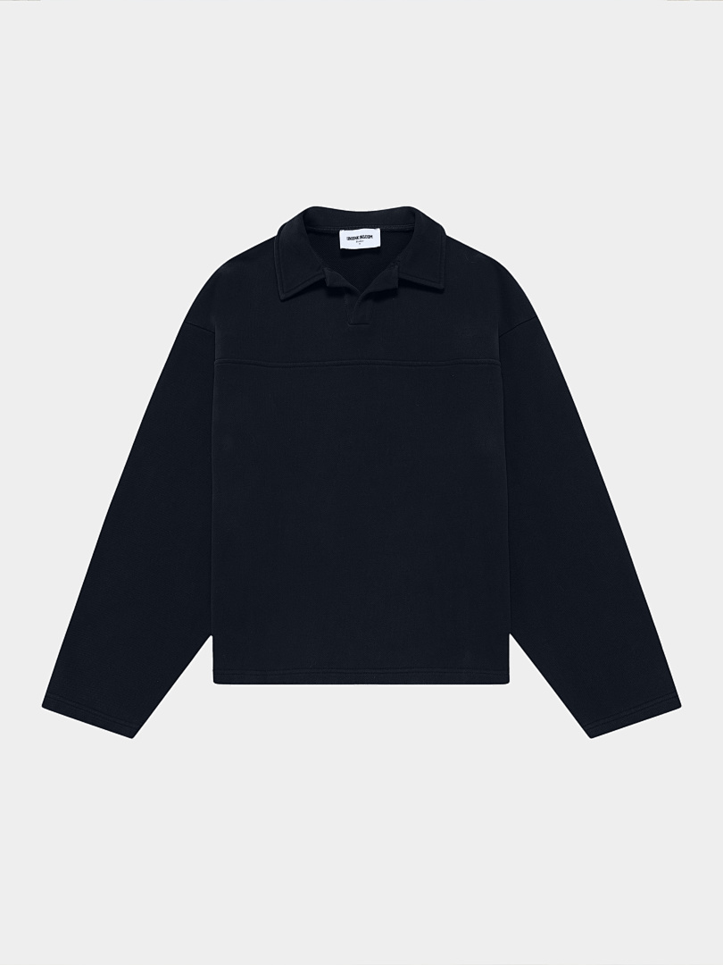 On Running [Preview]480Gsm Union Kingdom Vintage 100% Cotton French Terry Cropped Fit Collared Sweater - Image 10