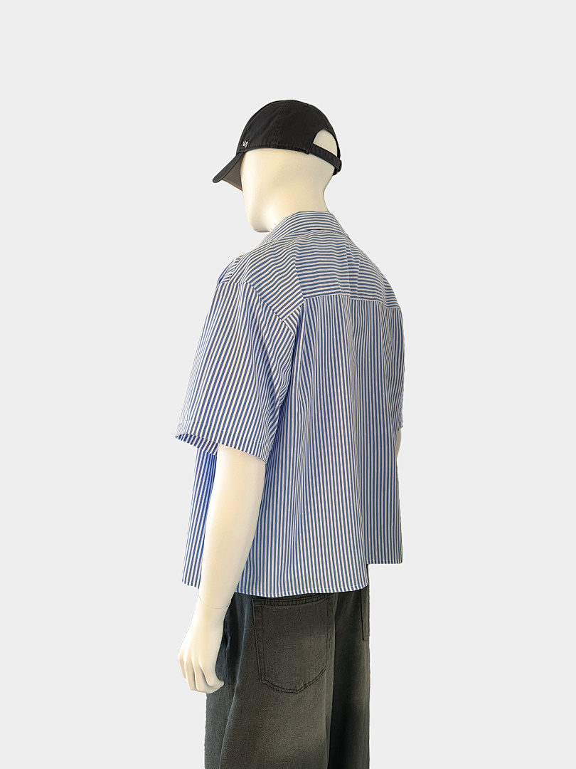 On Running [Restocking]150Gsm Union Kingdom 100% Cotton Boxy Cropped Fit Striped Short-Sleeved Shirt - Image 19