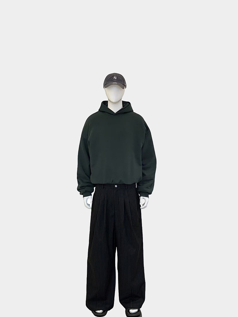 On Running [Restocking]300Gsm Union Kingdom Baggy Fit Striped Pleated Pant - Image 2