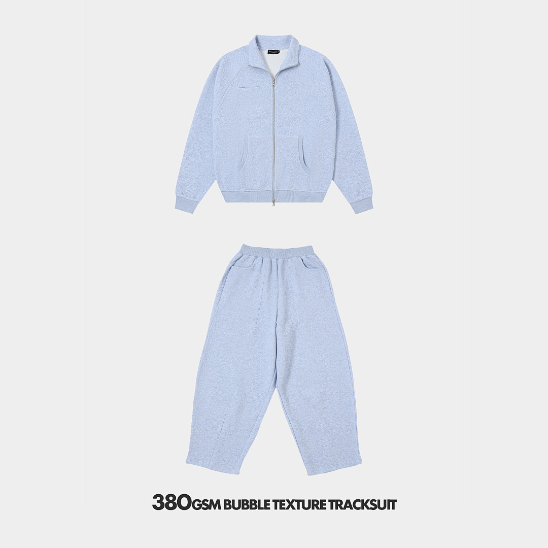 On Running 380Gsm Union Kingdom Bubble Texture Soft Boxy Cropped Fit Tracksuit - Image 63