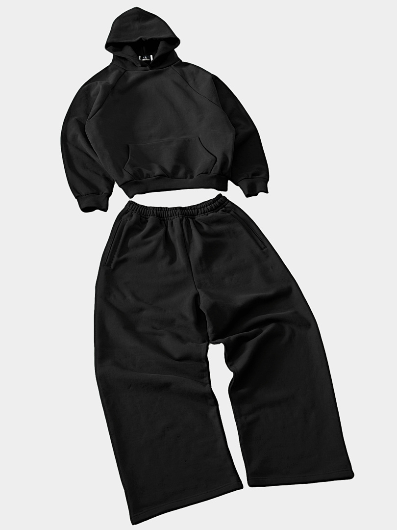 On Running 600Gsm Union Kingdom 100% Cotton Fleece Cropped Fit Hoodie And Baggy Sweatpants - Image 101