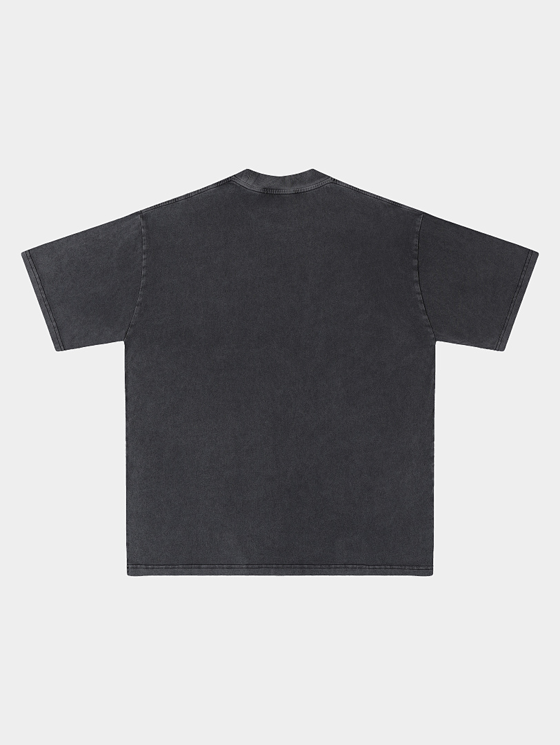 On Running 250Gsm Union Kingdom Vintage Washed Gray 100% Cotton Loose Fit Blank T-Shirt - Image 3