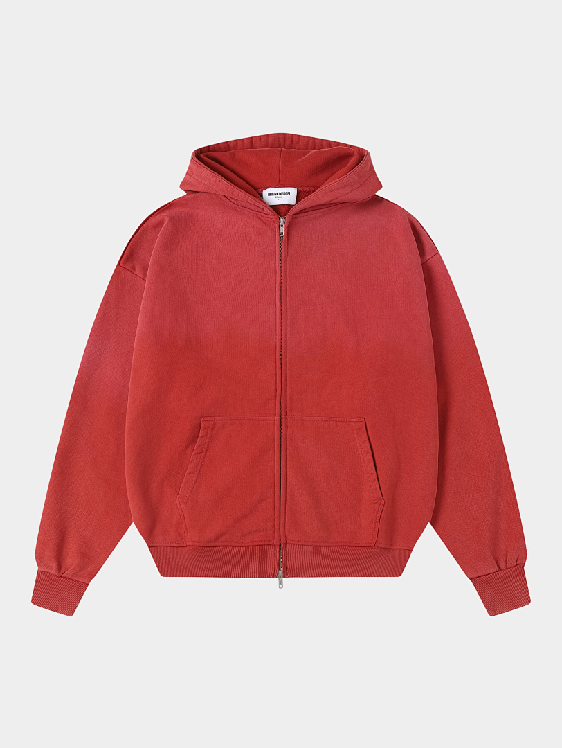 On Running 550Gsm Union Kingdom 100% Cotton French Terry Cropped Fit Washed Zip-Up - Image 2