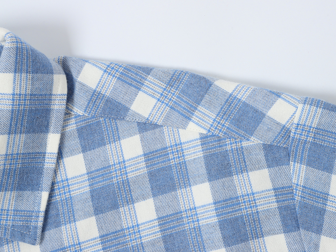 On Running 170Gsm Union Kingdom 100% Cotton Boxy Cropped Fit Plaid Flannel Short-Sleeved Shirt - Image 5