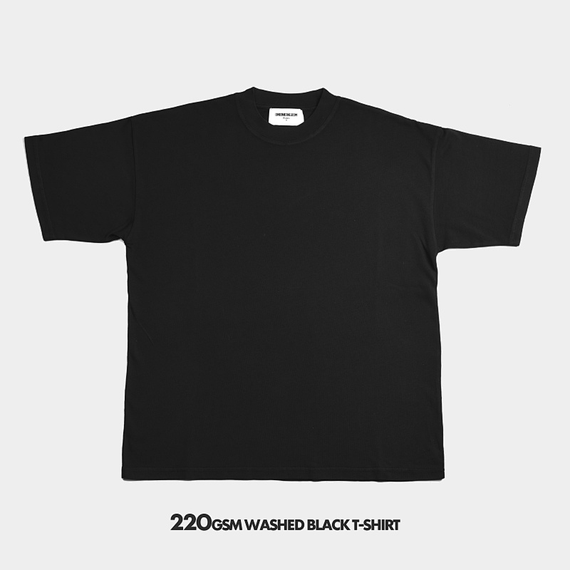 On Running 220Gsm Union Kingdom Washed Black 100% Cotton Loose Fit Blank T-Shirt