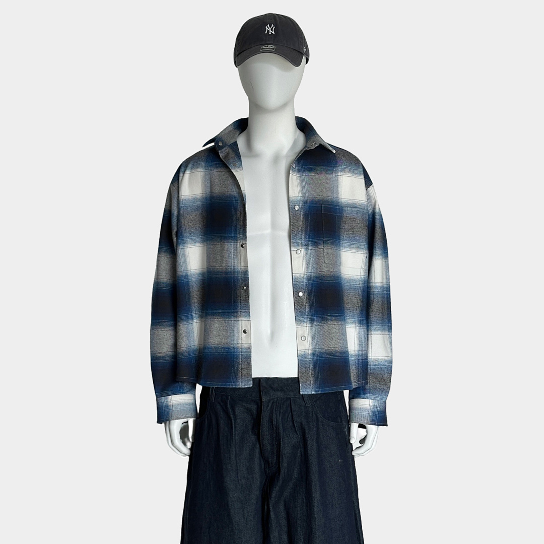 On Running [Restocking]320Gsm Union Kingdom 100% Cotton Boxy Cropped Fit Plaid Flannel Jacket - Image 21