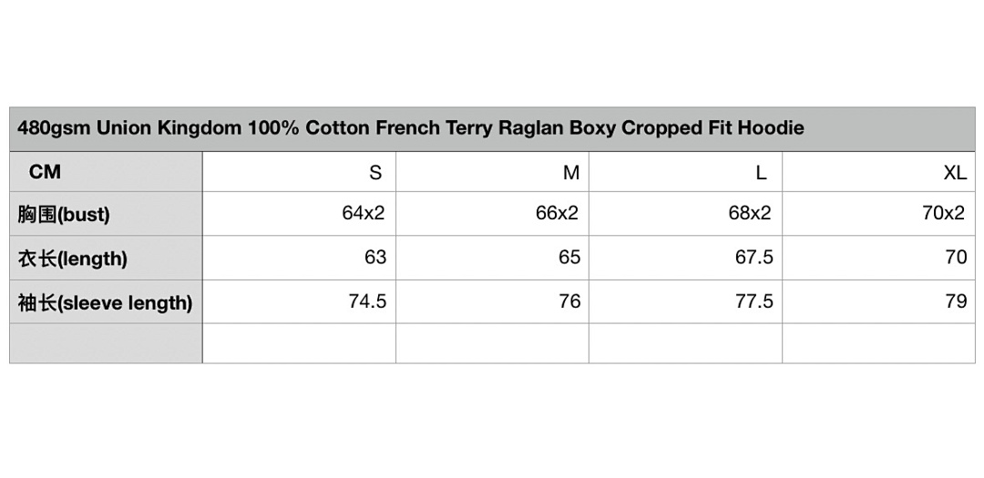 On Running 480Gsm Union Kingdom 100% Cotton French Terry Raglan Boxy Cropped Fit Hoodie - Image 43