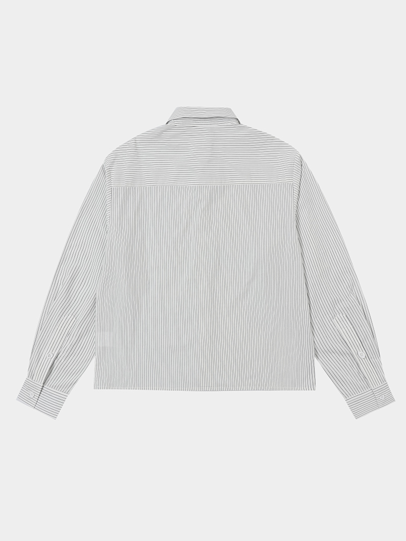 On Running [Restocking]120Gsm Union Kingdom 100% Cotton Boxy Cropped Fit Striped Long-Sleeved Shirt - Image 3