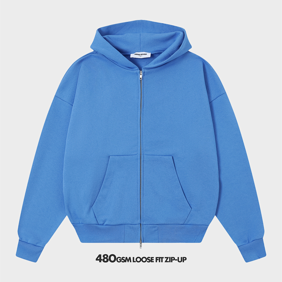 On Running 480Gsm Union Kingdom 100% Cotton French Terry Boxy Cropped Fit Zip-Up