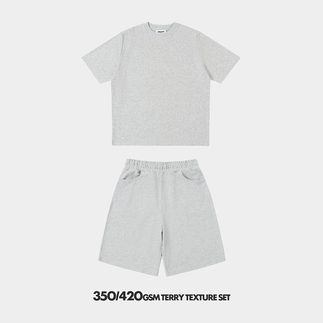 On Running 350Gsm/420Gsm Terry Texture T-Shirt And Shorts Set - Image 108