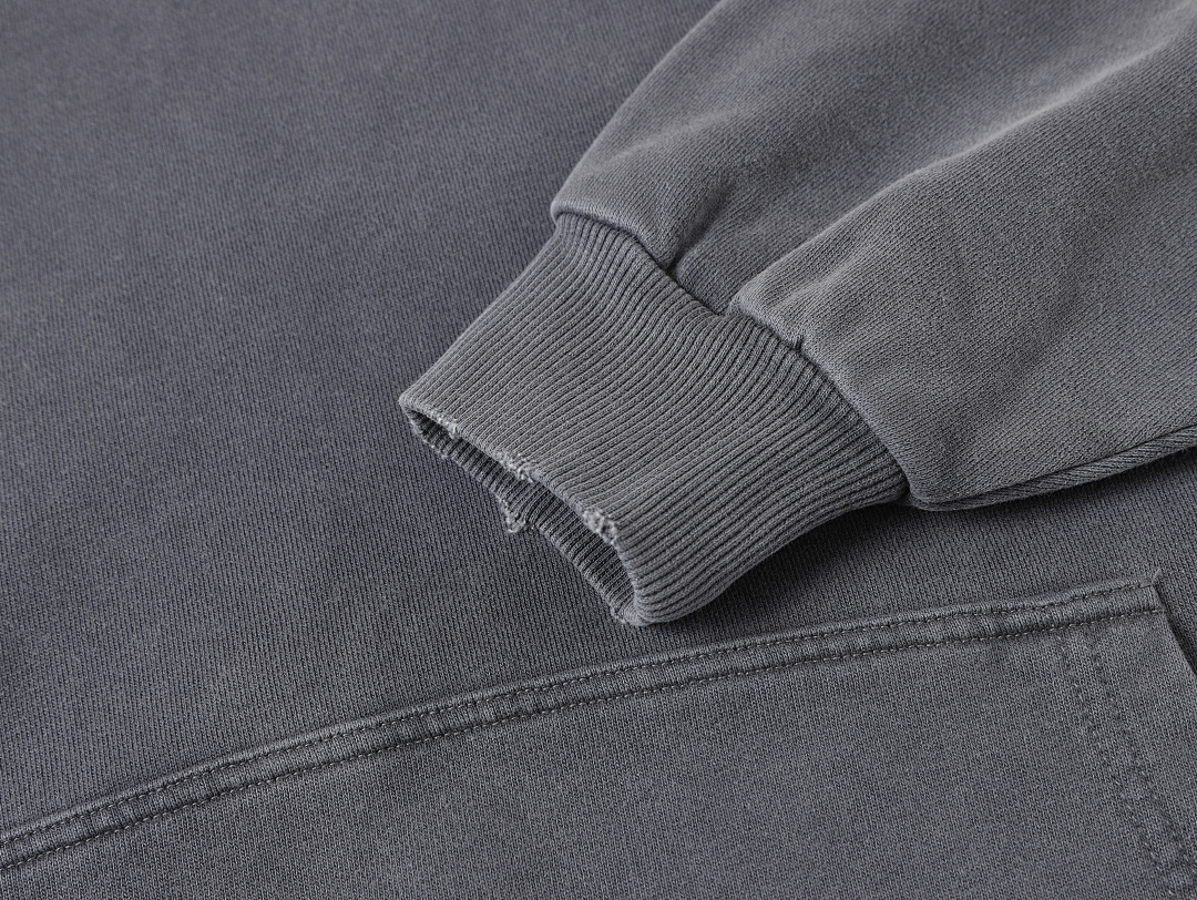 On Running 450Gsm Union Kingdom Distressed Washed Gray 100% Cotton Loose Fit Hoodie - Image 6