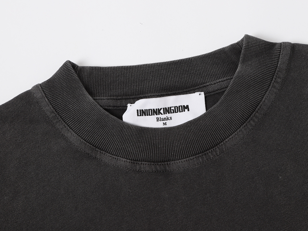 On Running 220Gsm Union Kingdom Washed Black 100% Cotton Loose Fit Blank T-Shirt - Image 4
