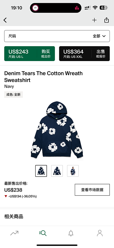 Other 275 Denim Tears The Cotton Wreath Sweatshirt (Navy)