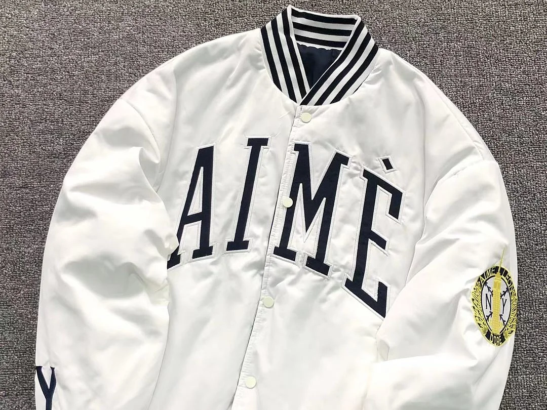Aimé Leon Dore Reversible Varsity Jacket (also referred to as the Reversible Satin Jacket) – Off-White / White (7)