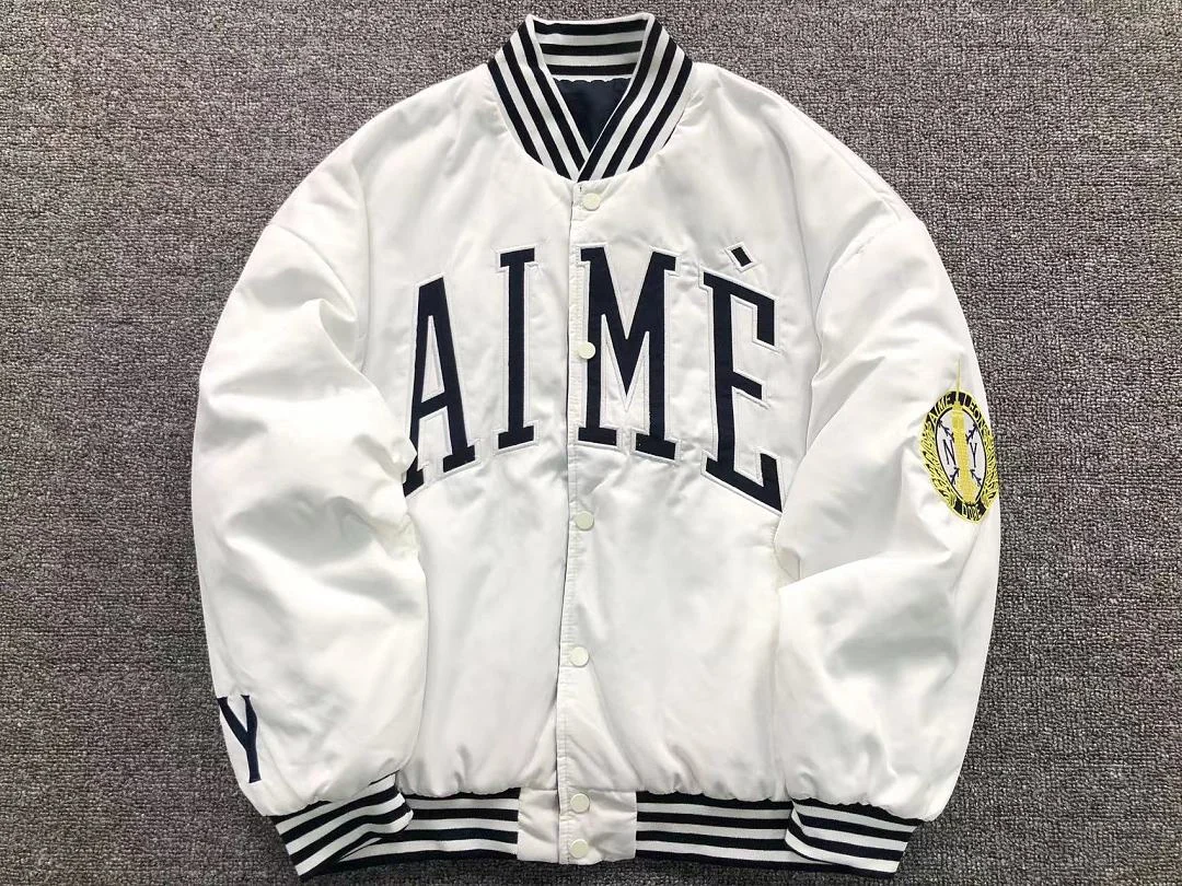 Aimé Leon Dore Reversible Varsity Jacket (also referred to as the Reversible Satin Jacket) – Off-White / White (5)