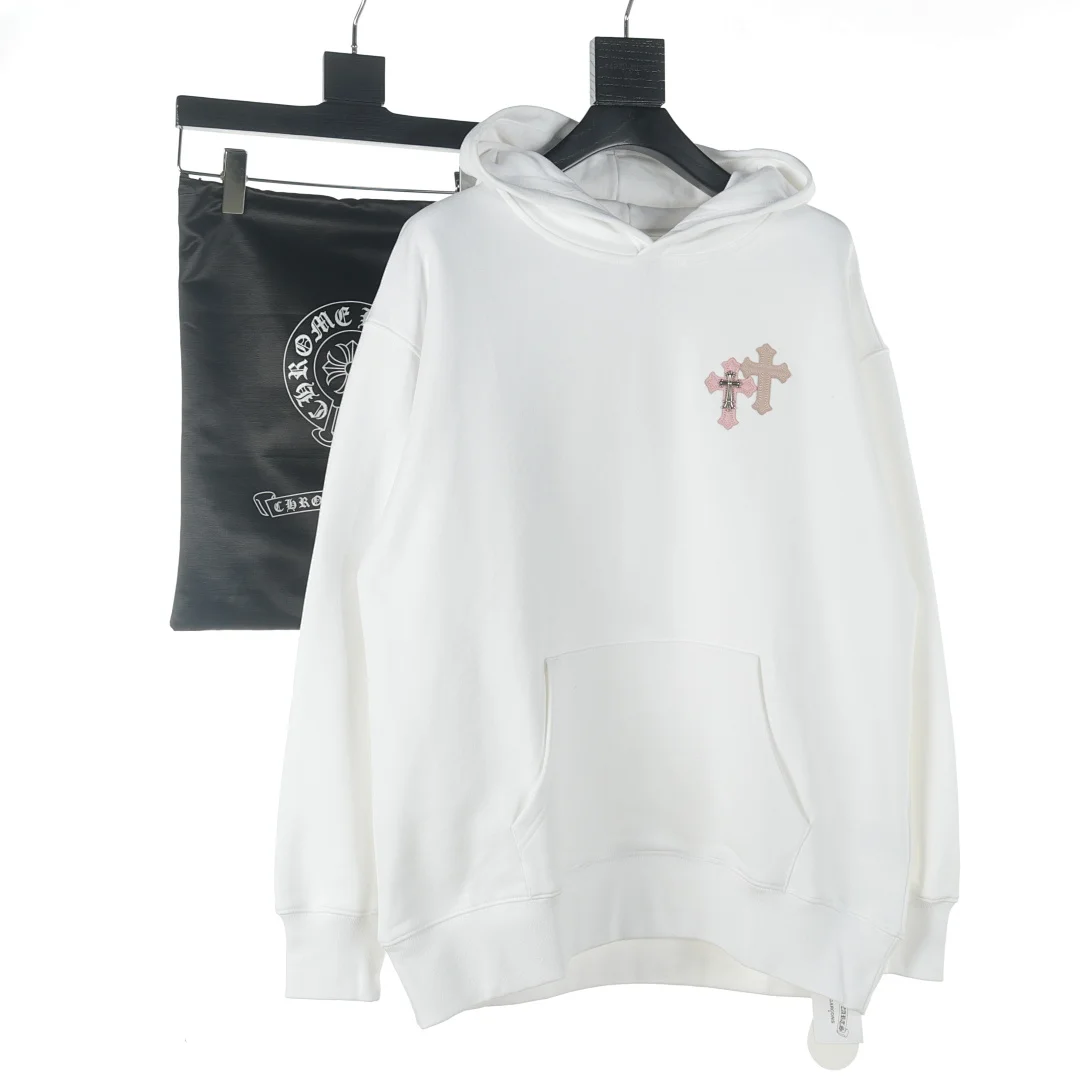 Chrome Hearts - Cross Embroidered / Sanskrit Pink Cross Hooded Sweatshirt