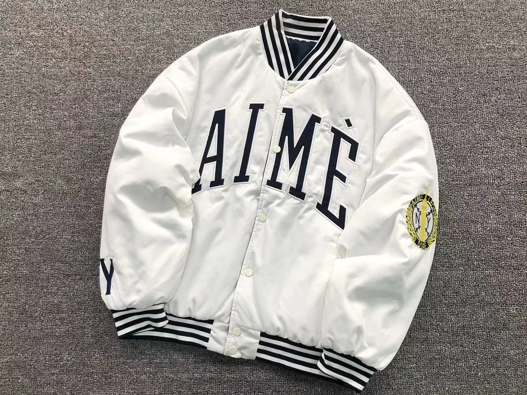 Aimé Leon Dore Reversible Varsity Jacket (also referred to as the Reversible Satin Jacket) – Off-White / White (6)