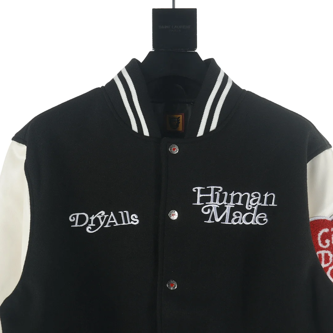 Human Made (en collaboration avec Girls Don't Cry par l'artiste Verdy) Girls Don Dry Alls" Varsity Jacket, coloris Black, vue 3