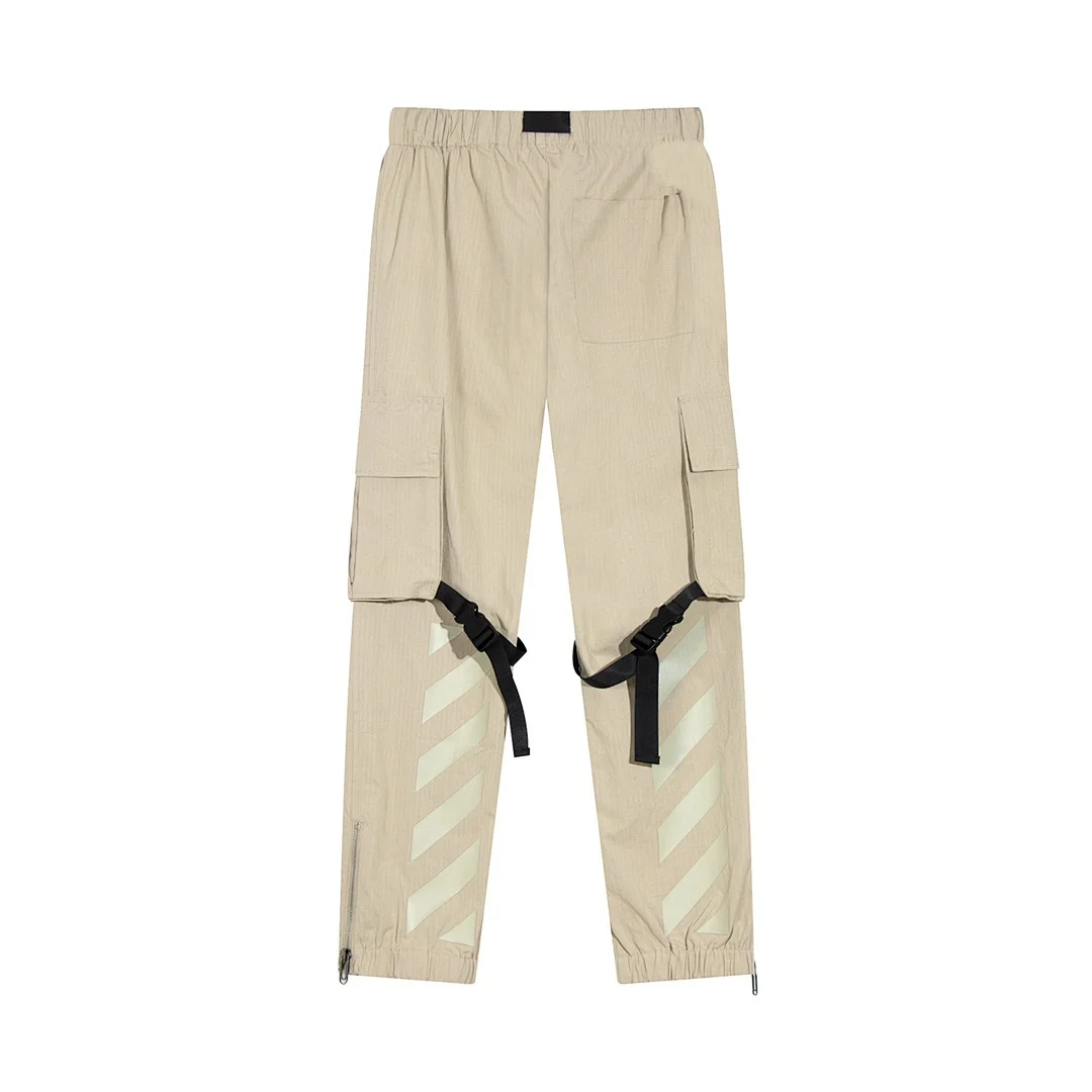 Off-White Diag Tab Cotton Cargo Pants / Buckle-Fastened Cargo Pants Farfetch – Beige (9)