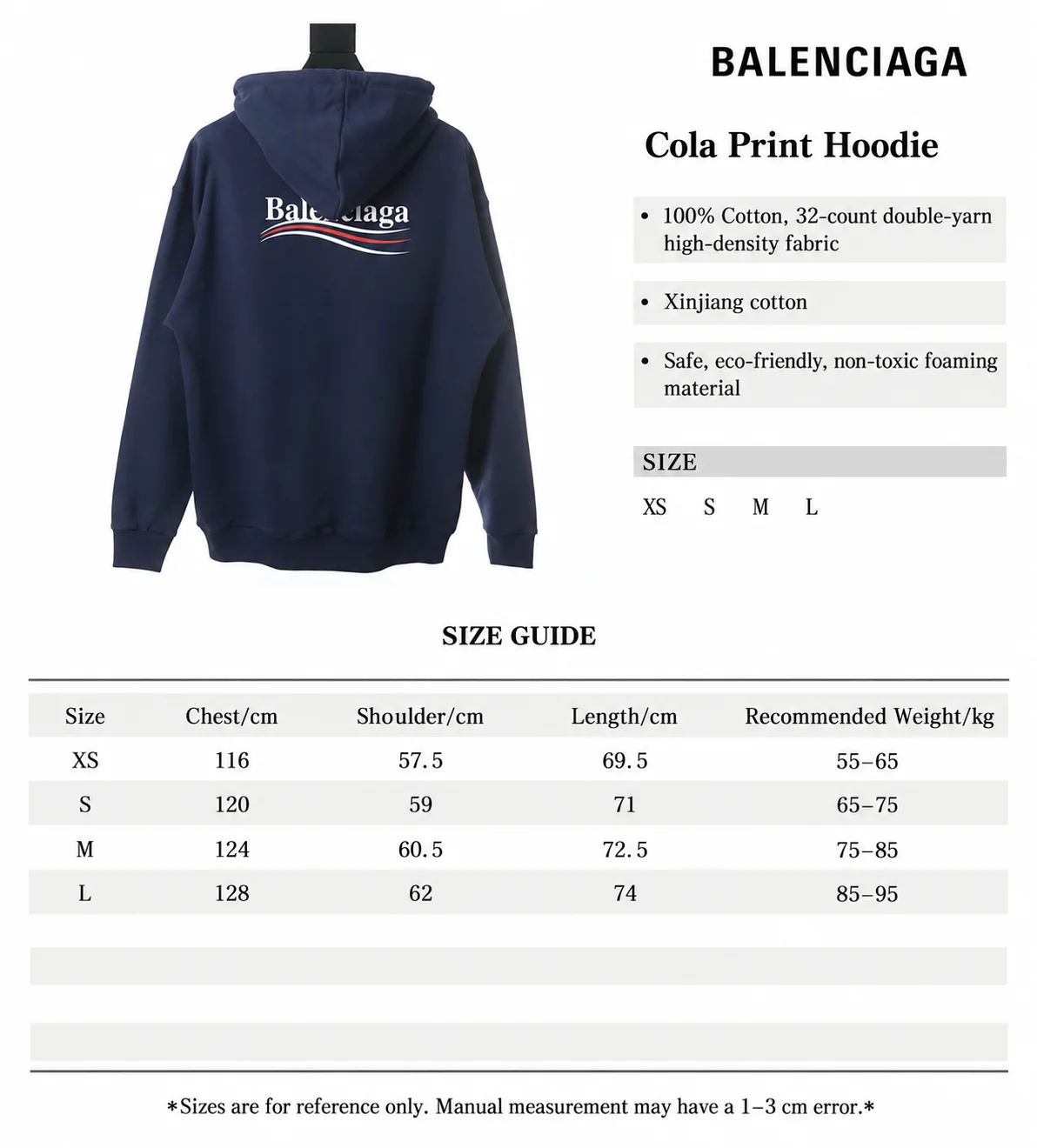 Balenciaga Political Campaign Hoodie – Navy / Pacific Blue (2)