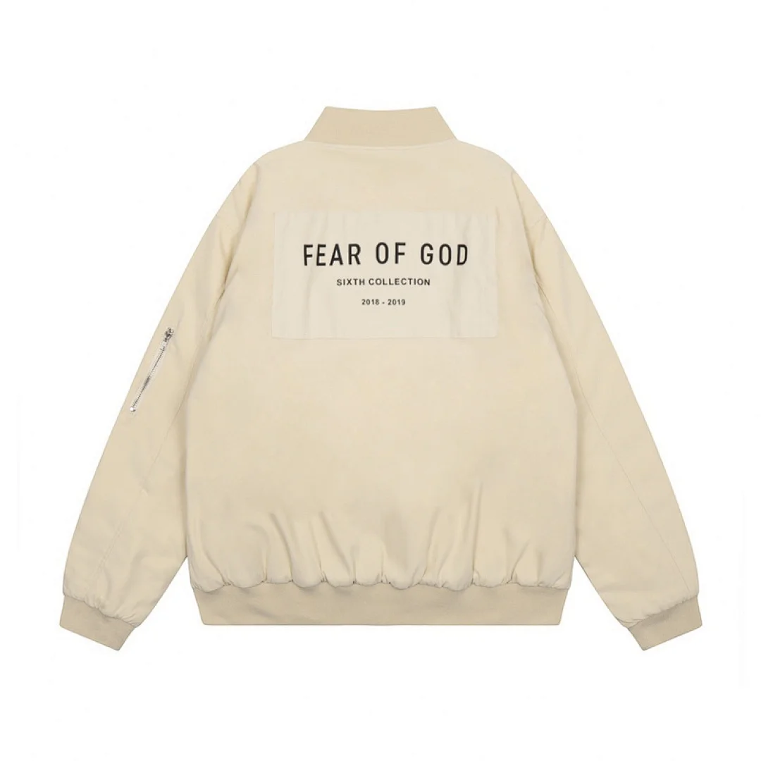 Fear of God Nylon Souvenir/Bomber Jacket (Inspired by the Sixth and Seventh Mainline Collections) – Beige (3) (Beige / Off-White)